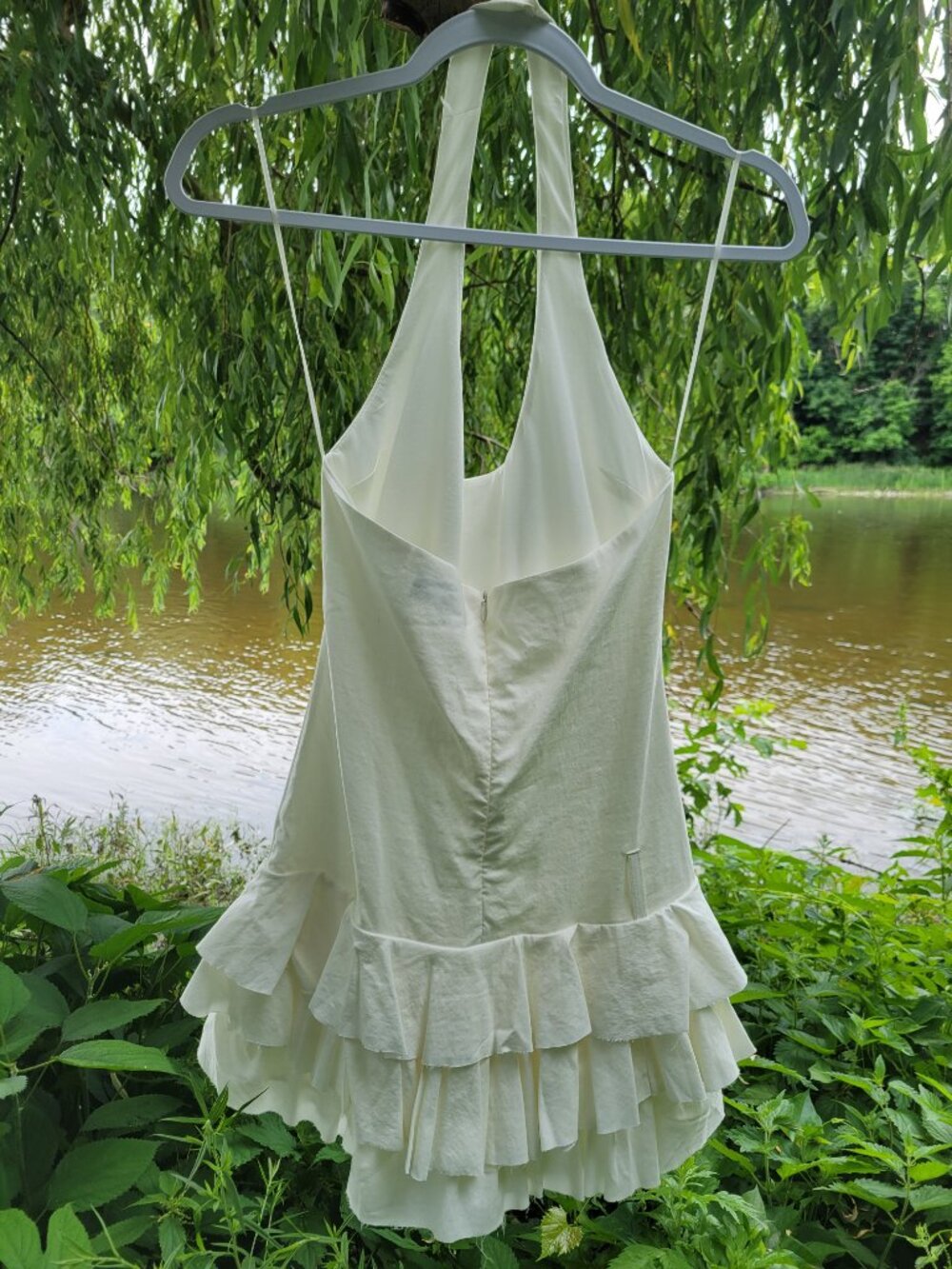 Gorgeous Zara white halter style dress with tiered/ruffled skirt. Y2k - Picture 9 of 16